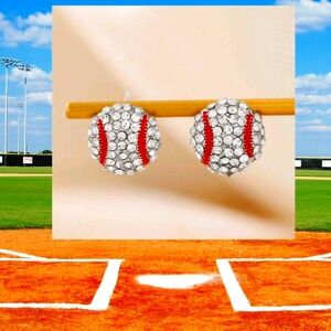 New - Baseball bling stud earrings